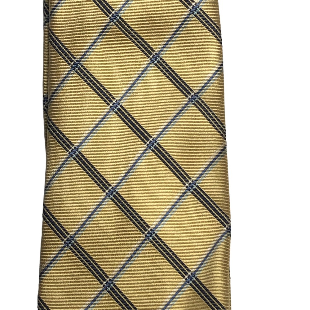 Chaps Yellow and Blues Plaid Silk Tie - Picture 5 of 15